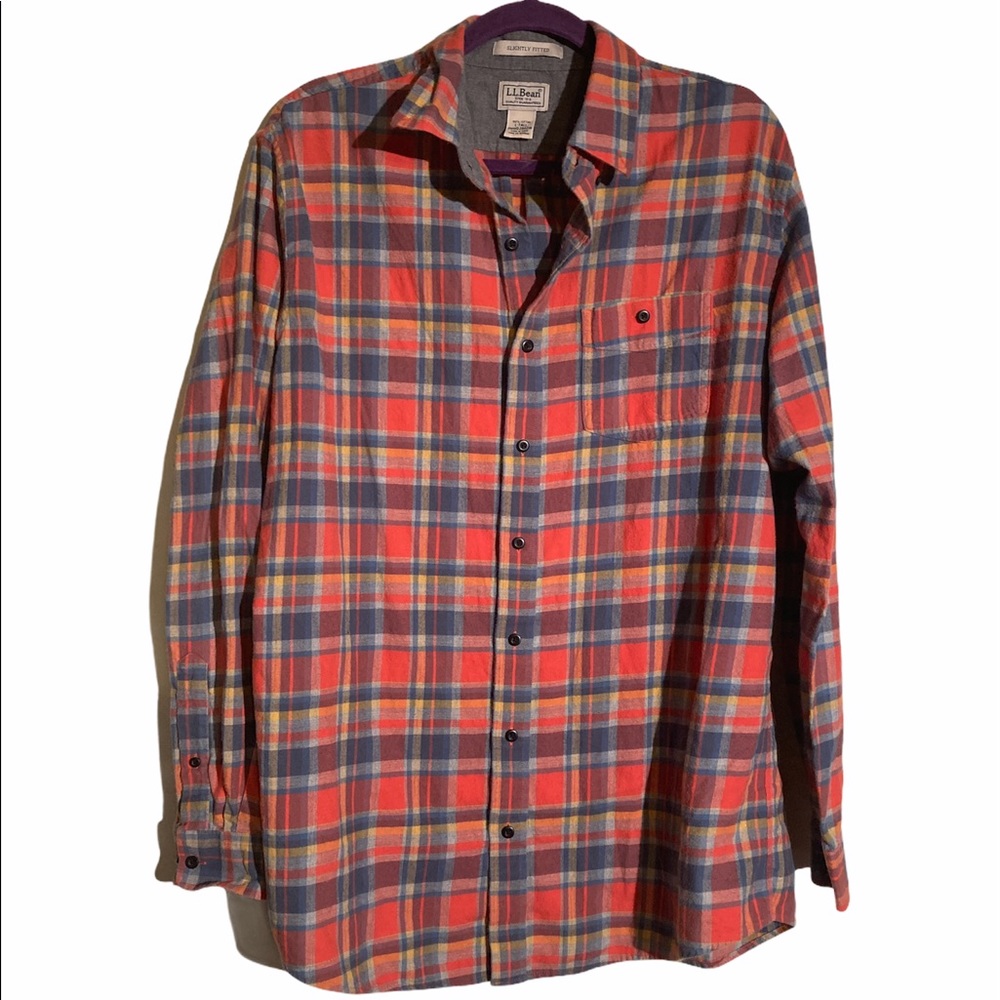 L.L Bean Flannel Button Down Slightly Fitted